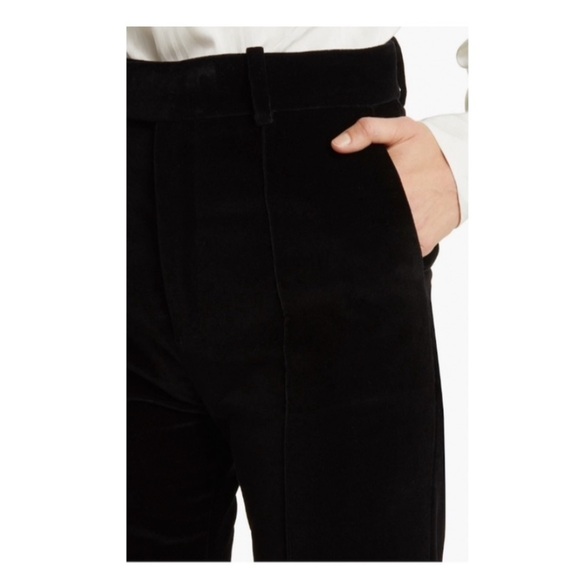 FRAME Slim Stacked Velvet Trousers in Black. - Picture 3 of 10